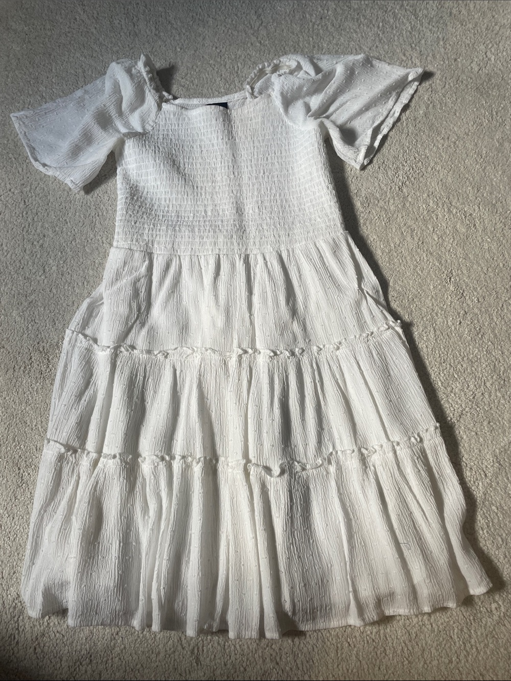 Art Class White Tiered Draped Sleeve Dress